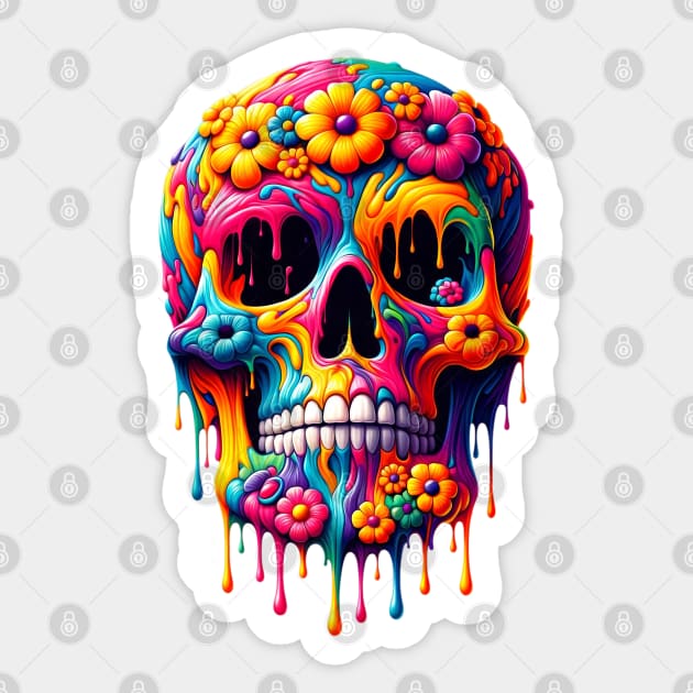 Flower Skull Designe Sticker by Farbrausch Art